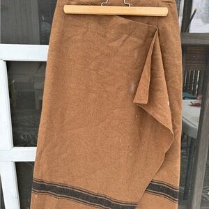 Brown Wool Skirt with Black Stripes